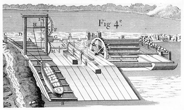 Roller bridge or inclined plane for transferring vessels from one level of a canal to another, 1737. Artist: Unknown