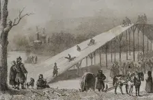 Roller coaster - ice slides, Russia, 1839. Creator: Augustin François Lemaitre