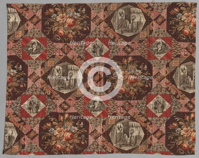 Roller Printed Cotton Textile, 19th century. Creator: Unknown.