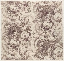 Roller-Printed Cotton with Design of Woman Playing a Lute, early 1800s. Creator: Unknown