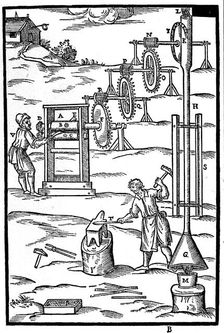 Rolling mill and forge powered by hot gases from a furnace, 1629
