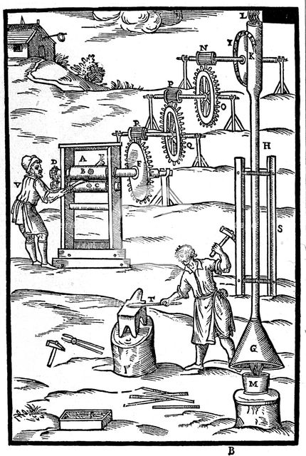 Rolling mill and forge powered by hot gases from a furnace, 1629. Artist: Unknown