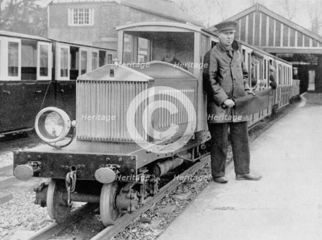 Rolls-Royce Silver Ghost locomotive on the Romney, Hythe & Dymchurch Railway, 1933. Artist: Unknown