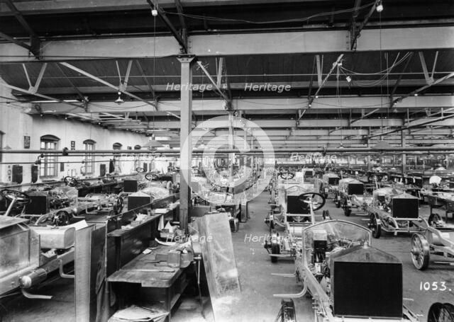 Rolls-Royce Silver Ghosts under construction, Derby, c1912. Artist: Unknown