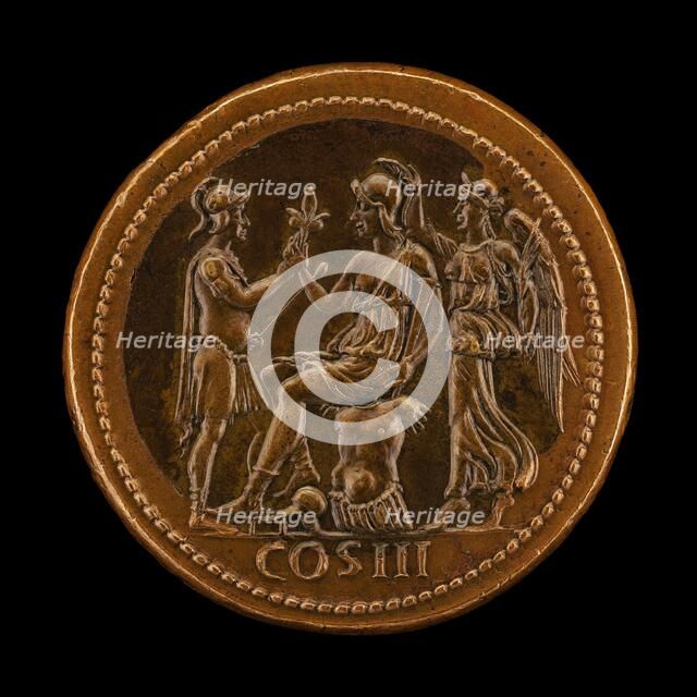 Roma, the Emperor, and Victory [reverse]. Creator: Giovanni da Cavino.