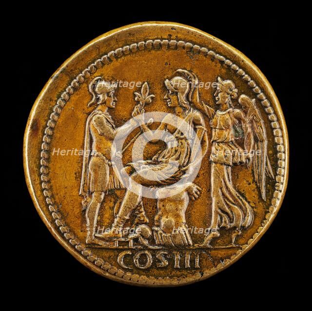 Roma, the Emperor, and Victory [reverse]. Creator: Giovanni da Cavino.
