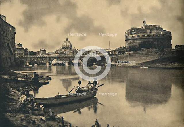 'Roma - The Tiber - Castle and Bridge of S. Angelo. Dome of St. Peter's', 1910. Artist: Unknown.