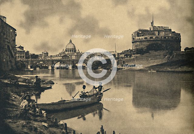 'Roma - The Tiber - Castle and Bridge of S. Angelo. Dome of St. Peter's', 1910. Artist: Unknown.