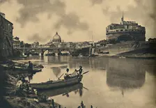 Roma - The Tiber - Castle and Bridge of S. Angelo. Dome of St. Peter's 1910