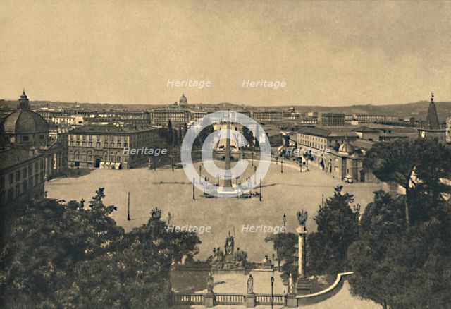 'Roma - View from the Pincian Garden: Square of the Popolo (poplar-trees)', 1910. Artist: Unknown.