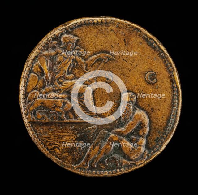 Roma with Wolf and Twins above the Tiber River [reverse], 1538. Creator: Leone Leoni.