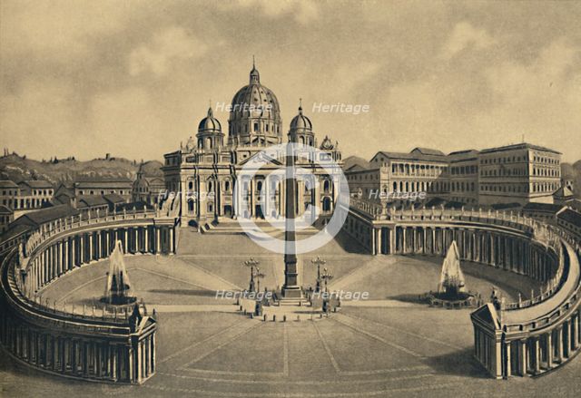 'Roma - Basilica and Square of S. Peter. Vatican Palace', 1910. Artist: Unknown.