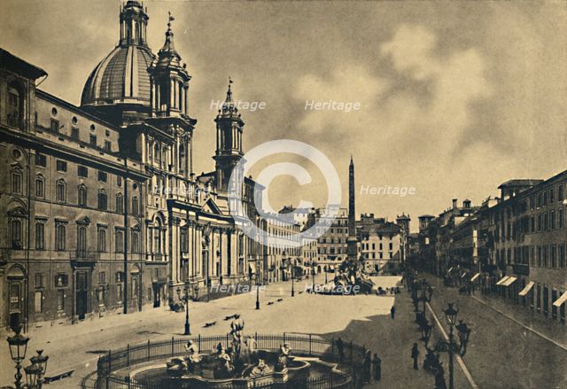 'Roma - Circo Agonale - Church of St. Agnes - Fontains by Bernini', 1910. Artist: Unknown.