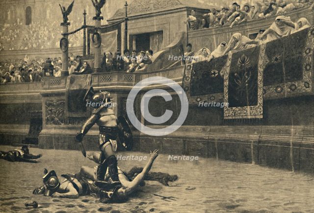 'Roma - Colosseum - Thumbs down in a gladiatorial fight', 1910. Artist: Unknown.