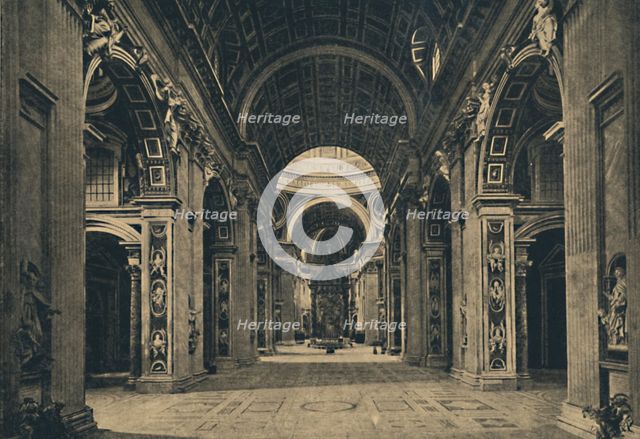 'Roma - Interior of the Basilica of S. Peter', 1910.  Artist: Unknown.