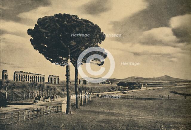 'Roma - Neio Appian Way - Ruins of the Aquaduct of Claudius. The Alban Hills', 1910. Artist: Unknown.