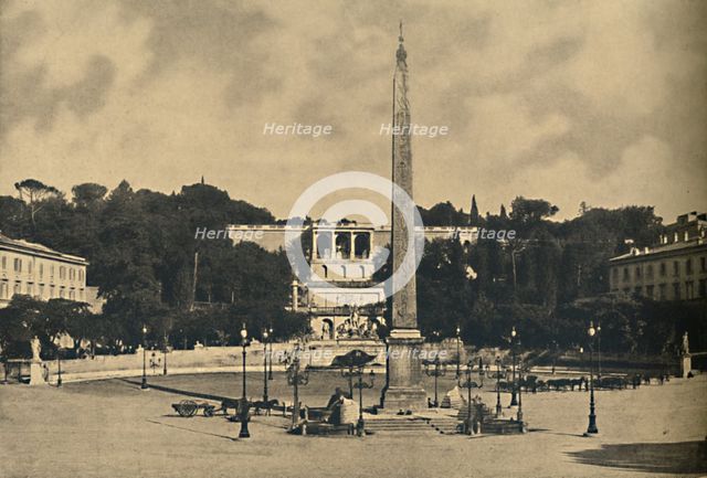 'Roma - Obelisk, fountains and square of the Popolo. - Terraces of the Pincio public park', 1910. Artist: Unknown.