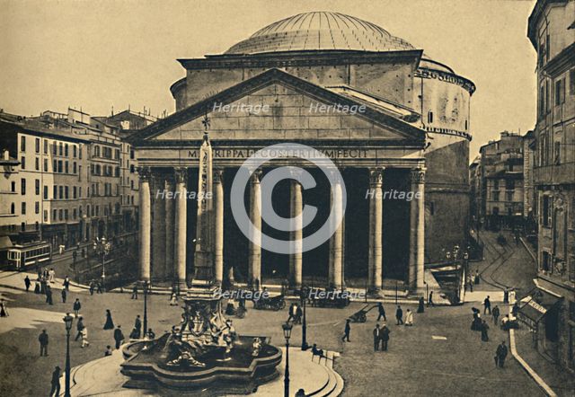 'Roma - Pantheon of Agrippa and Fountain of the Rotonda', 1910. Artist: Unknown.