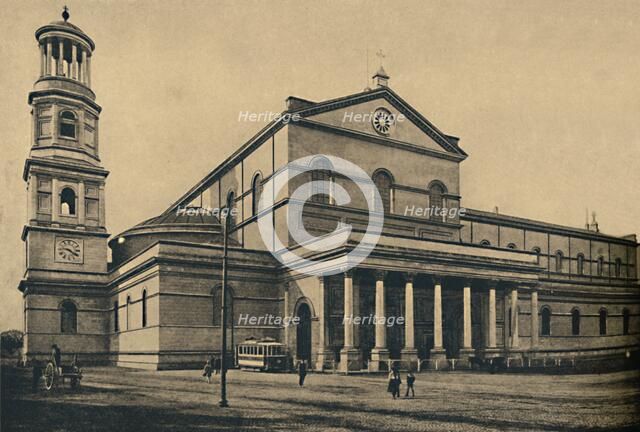 'Roma - Side portico and bell tower of the Basilica of St. Paul without the Walls', 1910. Artist: Unknown.