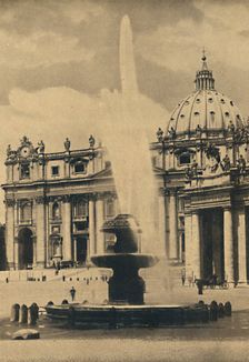 Roma - St. Peter's Square. Fountain and facade by Carlo Maderno. Cupola by Michelangelo 1910