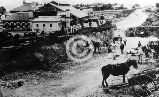 Roma Street Railway Station, railway construction, 1874. Creator: Unknown.