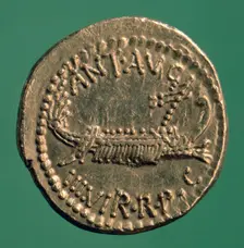 Roman coin, Marc Antony Legionary Denarius, 32-1 BC