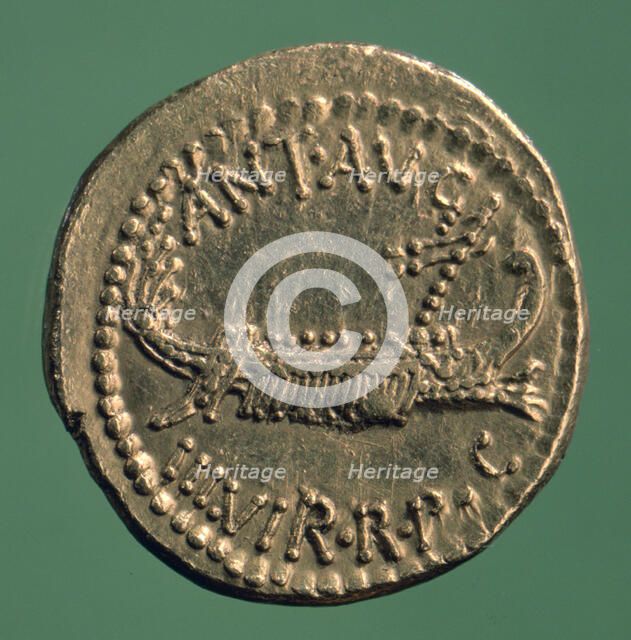Roman coin, Marc Antony Legionary Denarius, 32-1 BC. Artist: Unknown