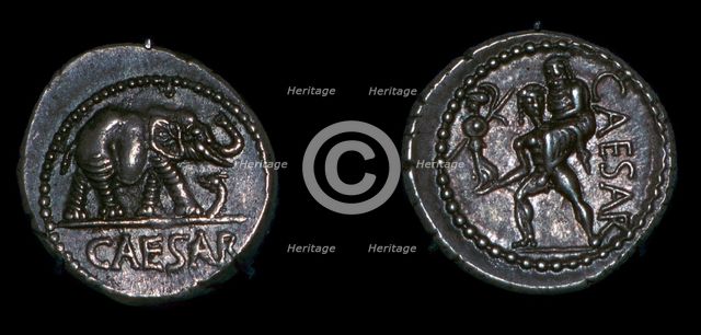 Roman coins of Julius Caesar, 1st century BC. Artist: Unknown