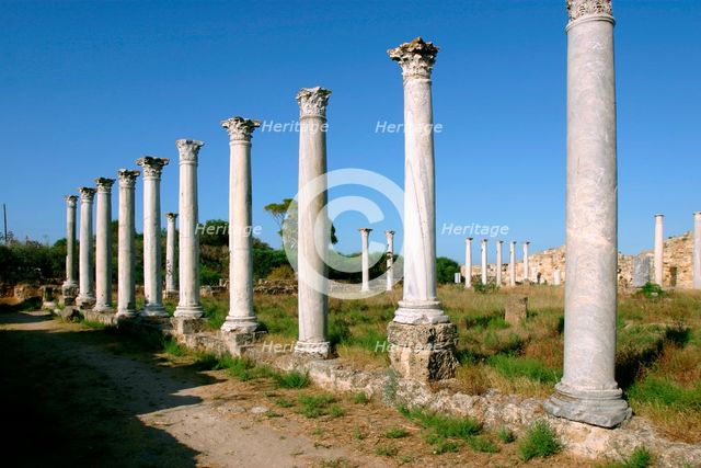 Roman columns, Salamis, North Cyprus. Creator: Peter Thompson.