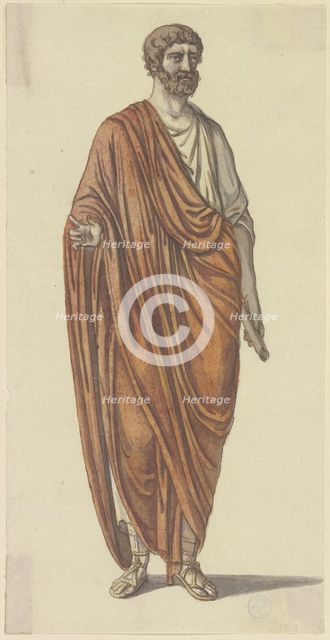 Roman consul: Standing man in Roman dress (from Goethe's Roman Carnival), late 18th century.  Creator: Johann Georg Schütz.