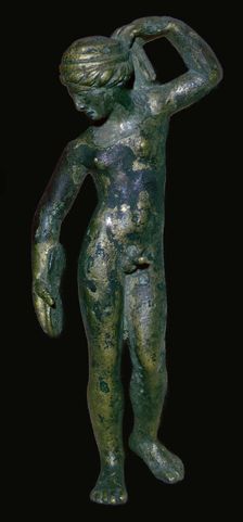 Roman copper alloy figure of the god Hermaphrodite?