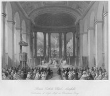 Roman Catholic Chapel, Moorfields. Celebration of High Mass on Christmas Day c1841. Artist: Henry Melville