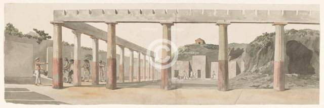 Roman camp within the walls of Agrigentum with the Temple of Asclepius, 1778. Creator: Louis Ducros.