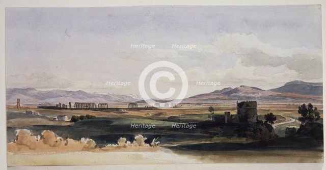 Roman Campagna and the Alban Hills, 19th century. Creator: Ernst Fries.