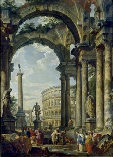 Roman Capriccio, 1740-1749. Artist: Giovanni Paolo Panini