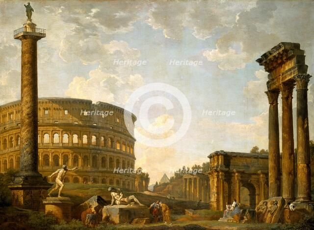Roman Capriccio: The Colosseum and Other Monuments, 1735. Creator: Giovanni Paolo Panini.