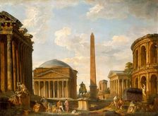 Roman Capriccio: The Pantheon and Other Monuments, 1735. Creator: Giovanni Paolo Panini