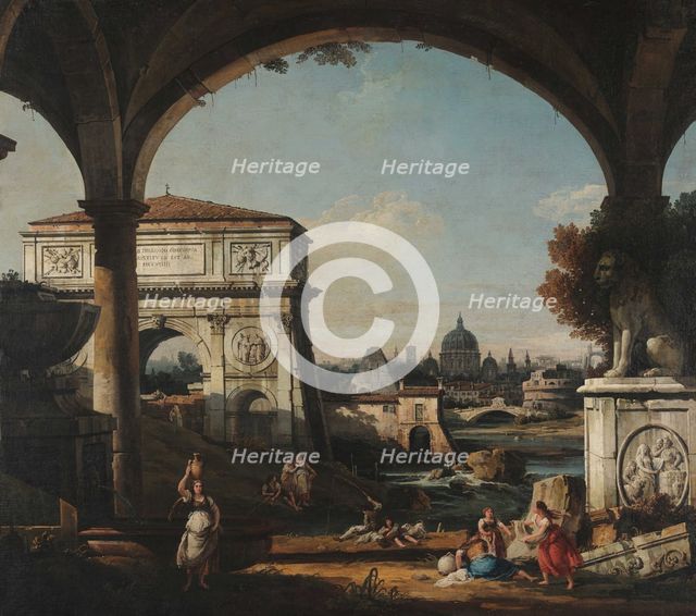 Roman Capriccio With Triumphal Arch, 1740s. Creator: Bellotto, Bernardo (1720-1780).