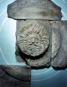 Roman carving of the Ancient British goddess Sul at Bath, England