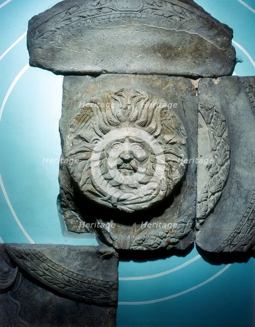 Roman carving of the Ancient British goddess Sul at Bath, England. Artist: Unknown