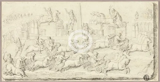 Roman Chariot Race (After Antique Bas Relief), n.d. Creator: Sébastien Le Clerc the Younger.