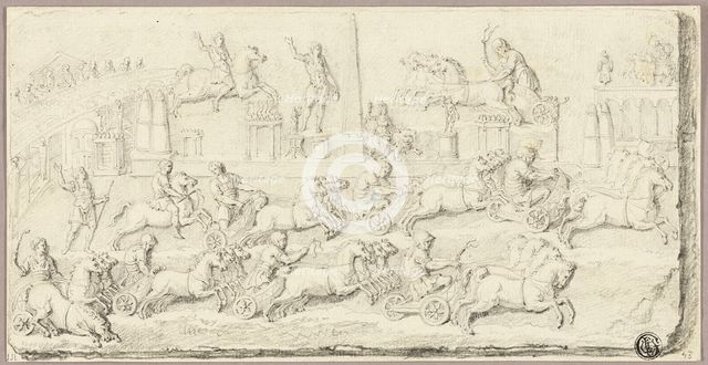 Roman Chariot Race (After Antique Bas Relief), n.d. Creator: Sébastien Le Clerc the Younger.