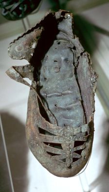 Roman child's leather shoe found in a well, 4th century