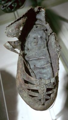 Roman child's leather shoe found in a well, 4th century