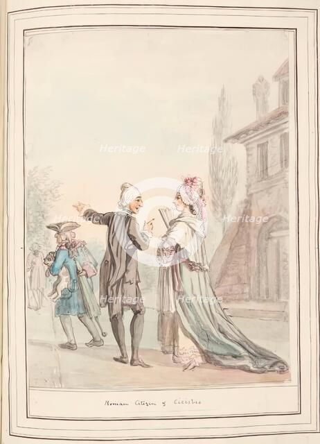 Roman Citizens, leaf from 'A Collection of Dresses by David Allan Mostly from Nature', 1776. Creator: David Allan.