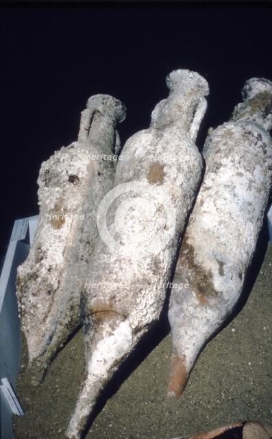 Roman Amphorae from wreck of a merchant ship, c2nd century BC. Artist: Unknown.