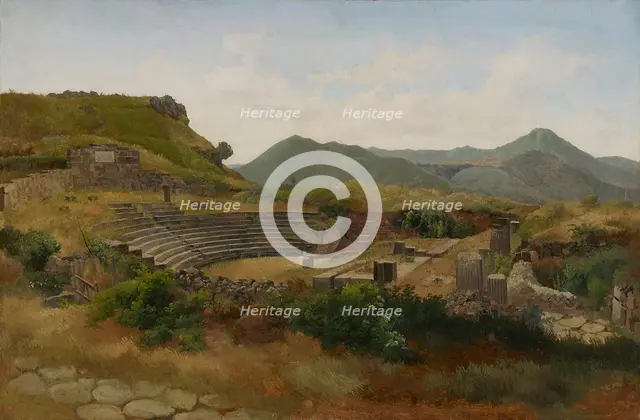 Roman amphitheatre at Frascati in the Alban Hills, 1848. Creator: Gustav Wilhelm Palm.