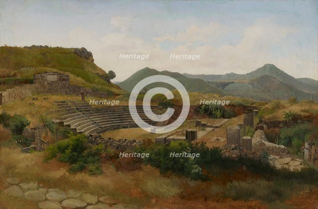 Roman amphitheatre at Frascati in the Alban Hills, 1848. Creator: Gustav Wilhelm Palm.