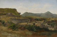Roman amphitheatre at Frascati in the Alban Hills, 1848. Creator: Gustav Wilhelm Palm