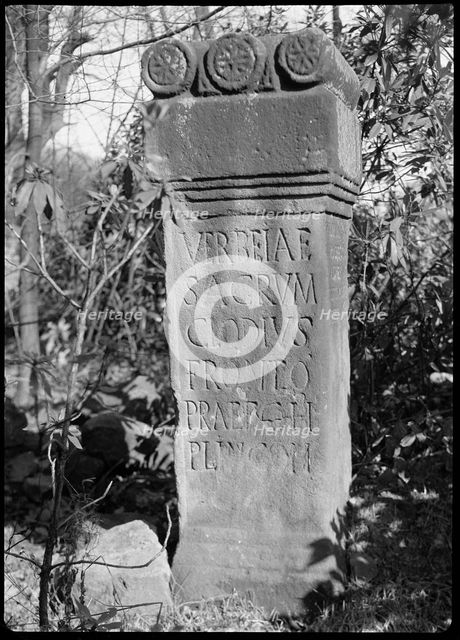 Roman altar, Myddleton Lodge, Langbar Road, Middleton, Bradford, 1942. Creator: Unknown.